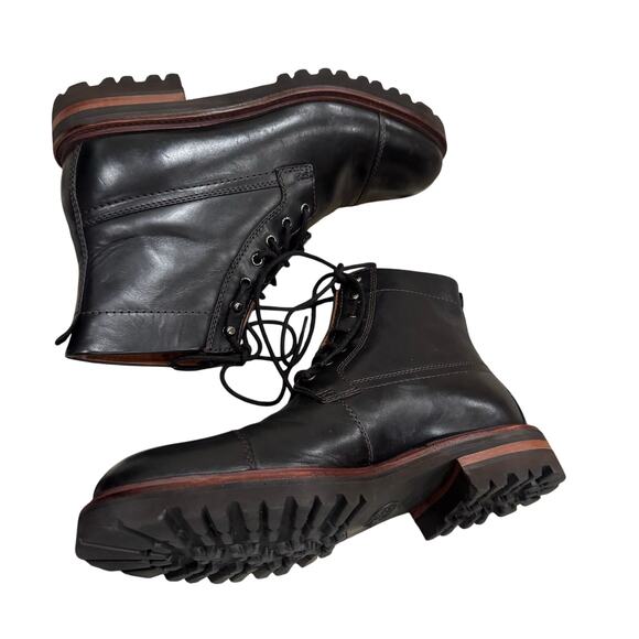 Johnston & Murphy Men's Dudley Lug Cap Toe Boots Lace Up Black Size 9M NWOB - Picture 6 of 12